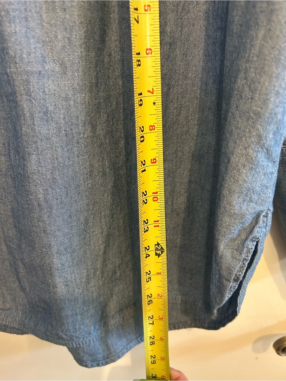 J. Crew Light Blue Pintuck Front Denim-Style Blouse